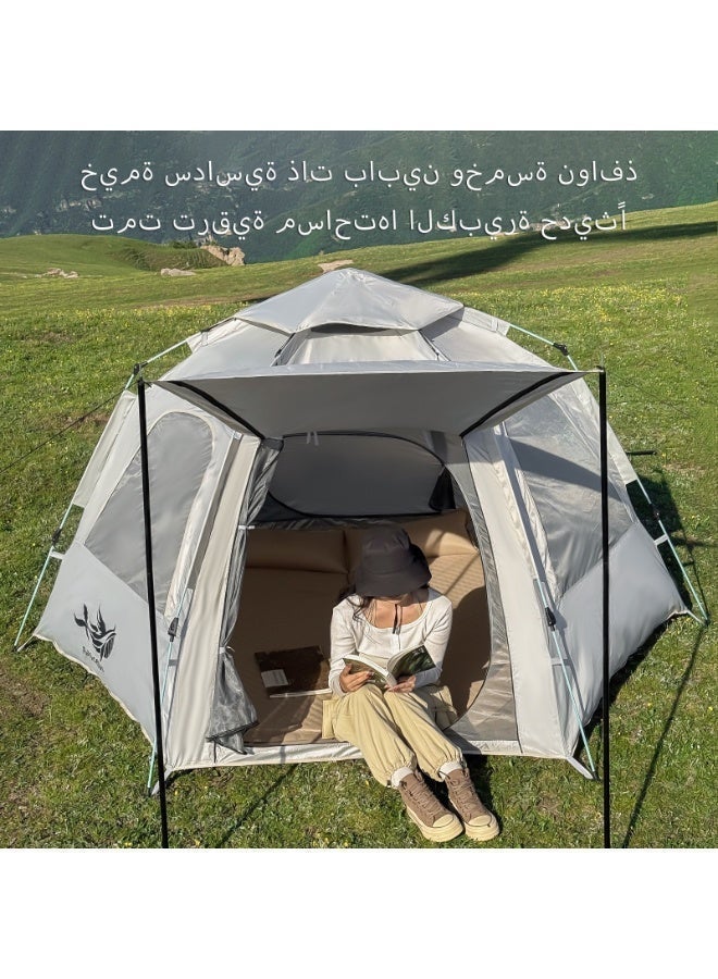 باكي الحوت خيمة سداسية للكامبينج PAKICETUS، تركيب آلي سريع، خيمة عائلية خفيفة الوزن مضادة للرياح، خيمة خارجية محمولة للكامبينج والسفر والرحلات пешком والهيكينج، مع ملحقات كامبينج كاملة، مثالية لعشاق المغامرات - Image 4